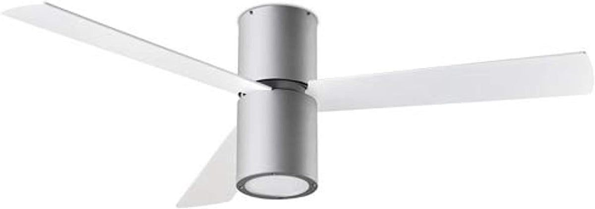 FORLIGHT Formentera - Ventilador de techo con luz E27 de 132 cm y 66 W - 3 velocidades y función programable - Diseño moderno gris con 3 aspas para interior