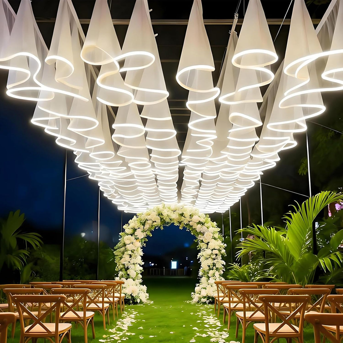 BANGBANGJI cortina luminosa decorativa - Velo champán de 100 x 0,6 m con luz blanca - Diseño reutilizable y fácil de instalar - Para boda cumpleaños fiesta y fondo de eventos