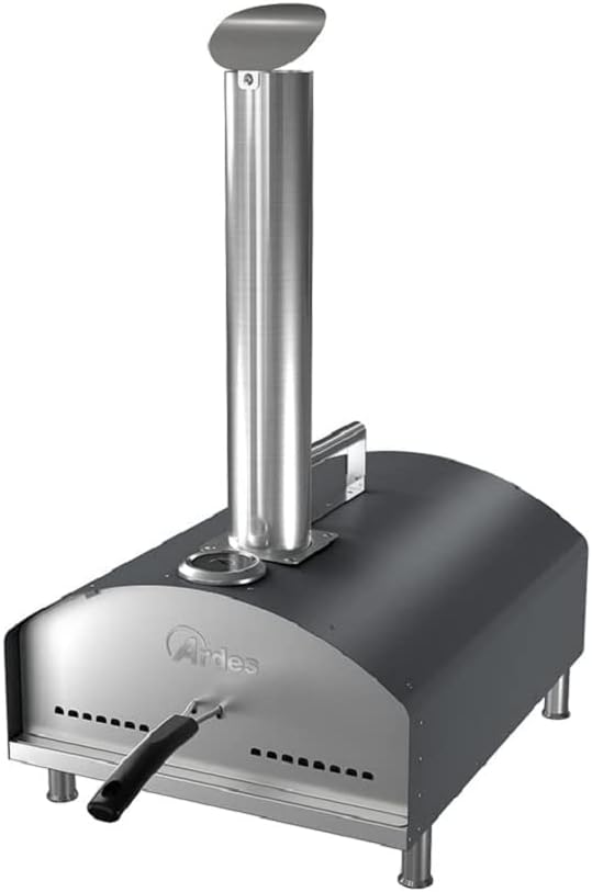 ARDES ARPIZ02 DANTE - Horno de pizza exterior de pellets - Acero inoxidable con piedra refractaria y pala - Calentamiento rápido hasta 500 C para jardín balcón y terraza