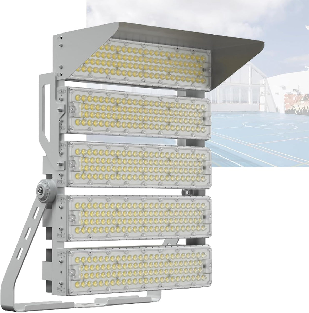 Foco LED para estadio SY-1250W - Potencia de 1250 W con protección IP66 - Diseño ajustable con protección contra sobretensiones - Para estadios y grandes áreas exteriores