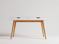 Mesas de oficina escritorio de madera 120x50x75 cm - blanco y madera - con 2 cajones y diseño moderno