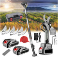 Carlong tijeras de podar eléctricas - Corte de 45 mm con alargador y pantalla LCD - 2 baterías de 21 V y 2000 mAh - Cuchilla de acero al carbono para olivos y ramas