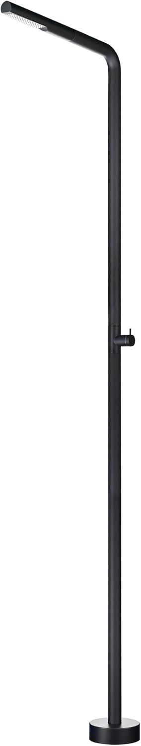 Mice ducha exterior de 220 cm para piscina - Acero inoxidable S316 negro mate - Rociador tubular de 42 mm para agua fría - Diseño moderno monofluido de una vía