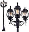 hofstein - Farola exterior clásica de 3 cabezas - Estructura metálica negra de 228 cm - Diseño de gran altura con alimentación por cable - Para jardín patio y entrada