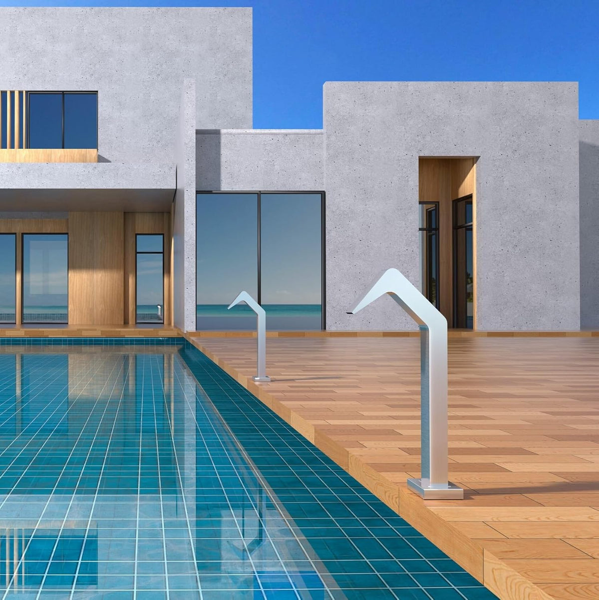 IMEX Niagara cascada para piscina de 60 x 55 mm - Acero inoxidable S316 con acabado acero - Chorro de agua fría para exterior - Para piscina terraza y zona de baño