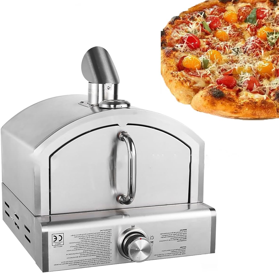 Horno de pizza portátil de 12 pulgadas - Funcionamiento a gas propano con válvula reguladora - Calentamiento radiante para cocina exterior - Para pizzas pizzelles y barbacoas