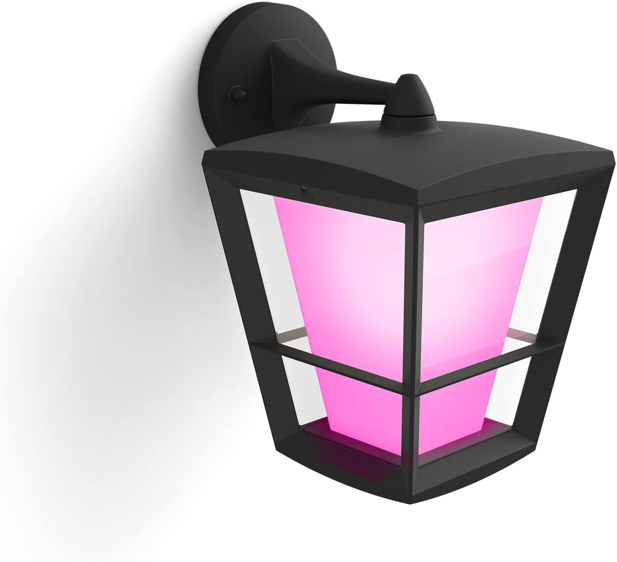 Philips Hue Econic aplique exterior inteligente - Aluminio negro con luz blanca y de colores - Compatible con Alexa Apple HomeKit y Google Assistant - Farol LED con brazo descendente