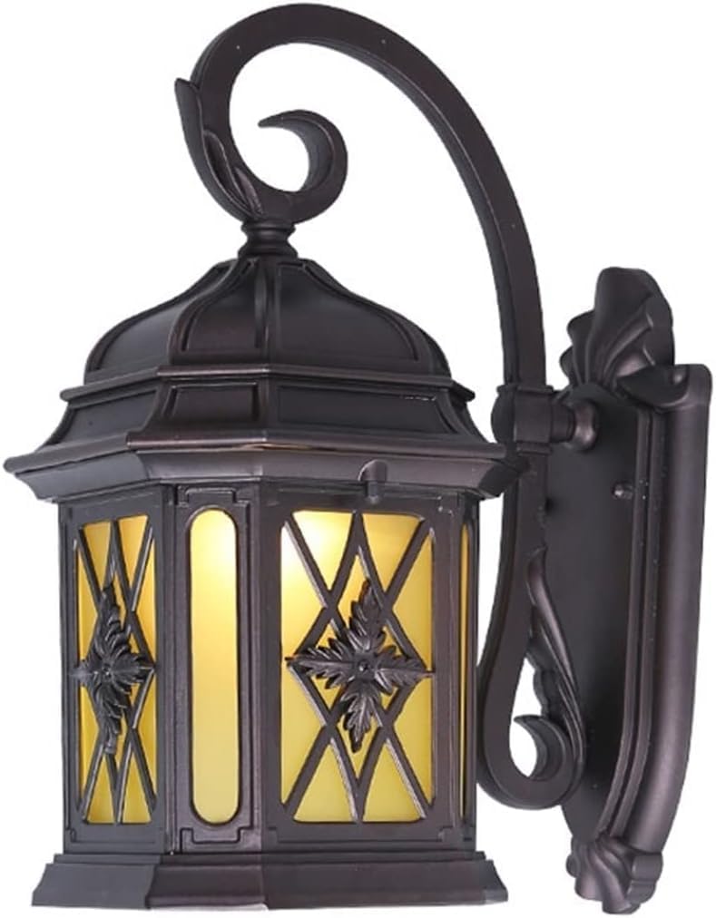 Aplique exterior europeo en forma de V - Linterna de cristal con diseño retro tradicional - Construcción impermeable con bombilla - Para jardín fachada porche y entrada
