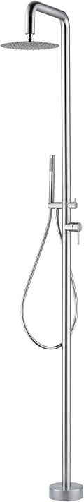 Mice columna de ducha exterior S316 - Acero cepillado con rociador de 250 mm - Monomando de 2 vías y mango de ducha - Montaje en suelo para piscina jardín y spa