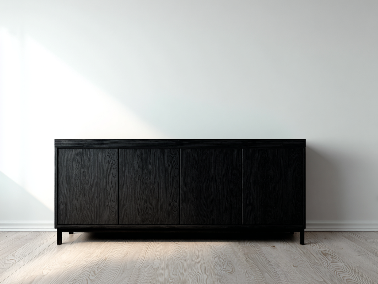 Mueble recibidor madera 200x45x70 cm negro - diseño minimalista con almacenamiento