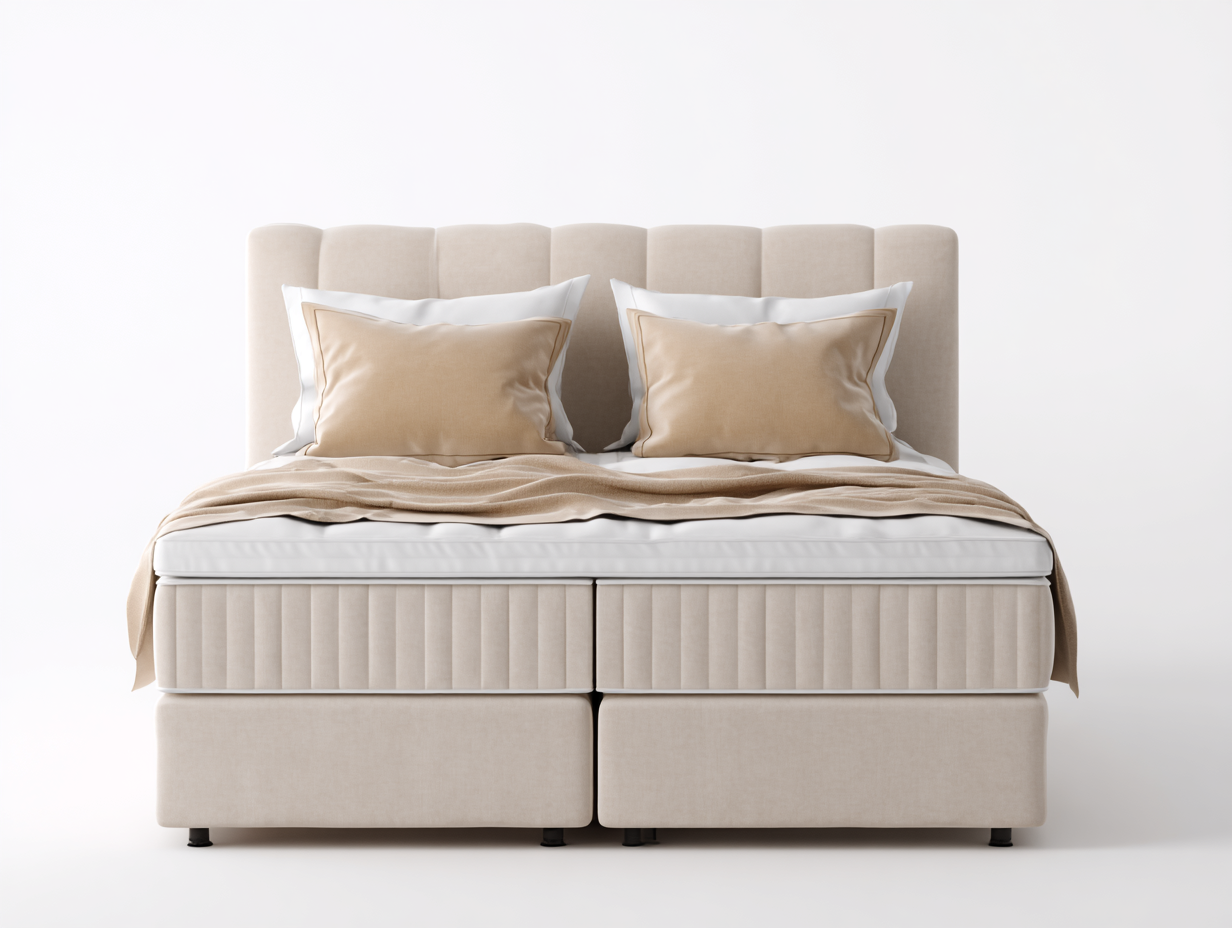 Camas dobles tapizadas 200x180x115 cm beige - diseño moderno con cabecero acolchado