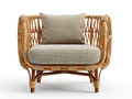 Sillones de ratán sillón individual de ratán natural 80x75x75 cm - marrón claro y beige - diseño moderno con cojín