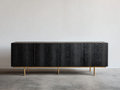 Mueble recibidor de madera 200x45x75 cm negro - diseño moderno con patas metálicas