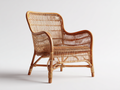 Sillón de ratán 78x72x92 cm - natural - diseño curvo con reposabrazos