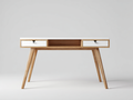 Mesa de oficina madera 115x50x77 cm - blanco-natural - diseño nórdico con almacenamiento