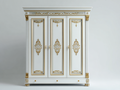 Armarios de madera manufacturada 180x58x220 cm - blanco y dorado - estilo clásico con 3 puertas