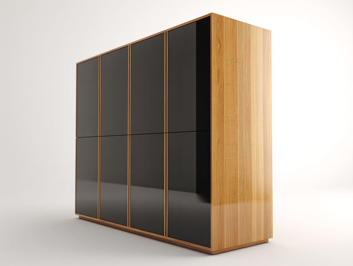 Armarios madera MDF 240x60x200 cm - madera-negro - con 4 puertas correderas y 8 cajones diseño moderno para dormitorio