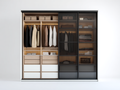 Armarios madera MDF 260x60x220 cm - madera-negro - con 2 puertas correderas y 8 cajones diseño moderno para dormitorio