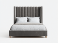 Camas dobles tela 200x160x130 cm gris - cabecero alto acolchado estilo elegante