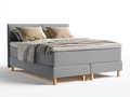 Camas dobles tapizadas 210x180x105 cm - gris claro - diseño moderno con patas de madera