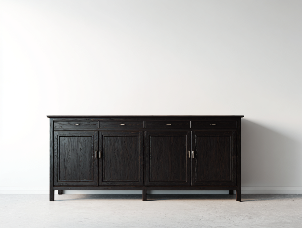 Mueble recibidor madera 200x45x85 cm negro - diseño clásico con almacenamiento funcional