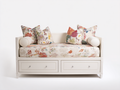 Sofás cama de madera manufacturada 200x90x88 cm - blanco y multicolor - diseño clásico con 2 cajones