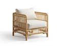 Sillón de ratán 82x78x80 cm - natural-beige - diseño cuadrado con cojín