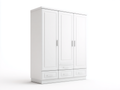 Armarios madera MDF 150x60x200 cm - blanco - con 3 puertas y 4 cajones diseño clásico para dormitorio