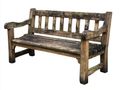 Banco de jardín madera 145x62x90 cm - marrón envejecido - diseño rústico con respaldo y reposabrazos