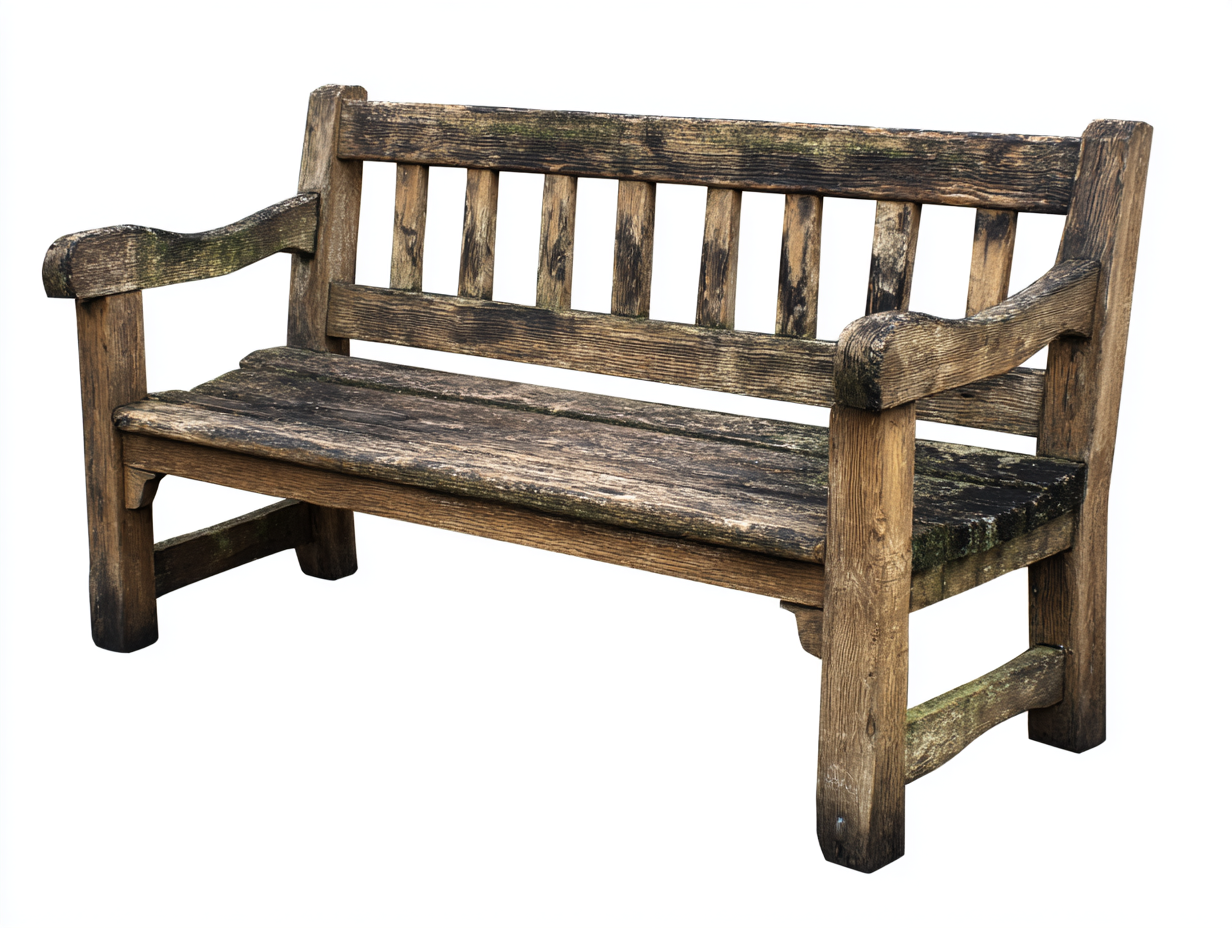 Banco de jardín madera 145x62x90 cm - marrón envejecido - diseño rústico con respaldo y reposabrazos