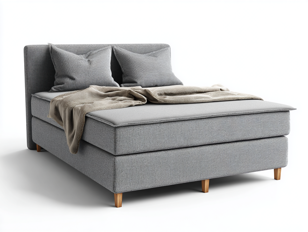 Camas dobles tela 200x160x105 cm gris - diseño acolchado estilo moderno
