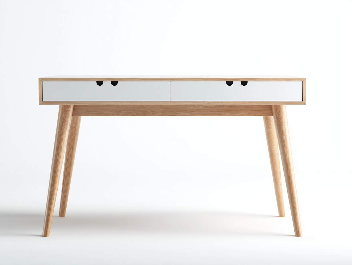 Mesas de oficina escritorio madera 100x50x75 cm - blanco y marrón - con 2 cajones - diseño nórdico