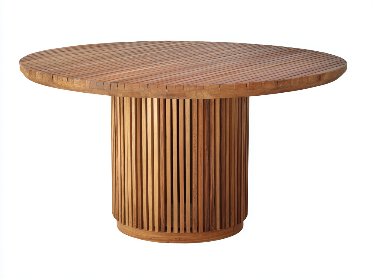 Mesas de jardín mesa madera 130x130x75 cm - marrón - forma redonda - diseño natural