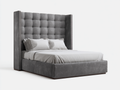 Camas dobles tapizadas 200x160x150 cm - gris oscuro - diseño clásico con cabecero capitoné alto