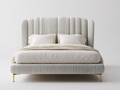 Camas dobles tapizadas 200x160x115 cm - beige y dorado - diseño moderno con cabecero acanalado