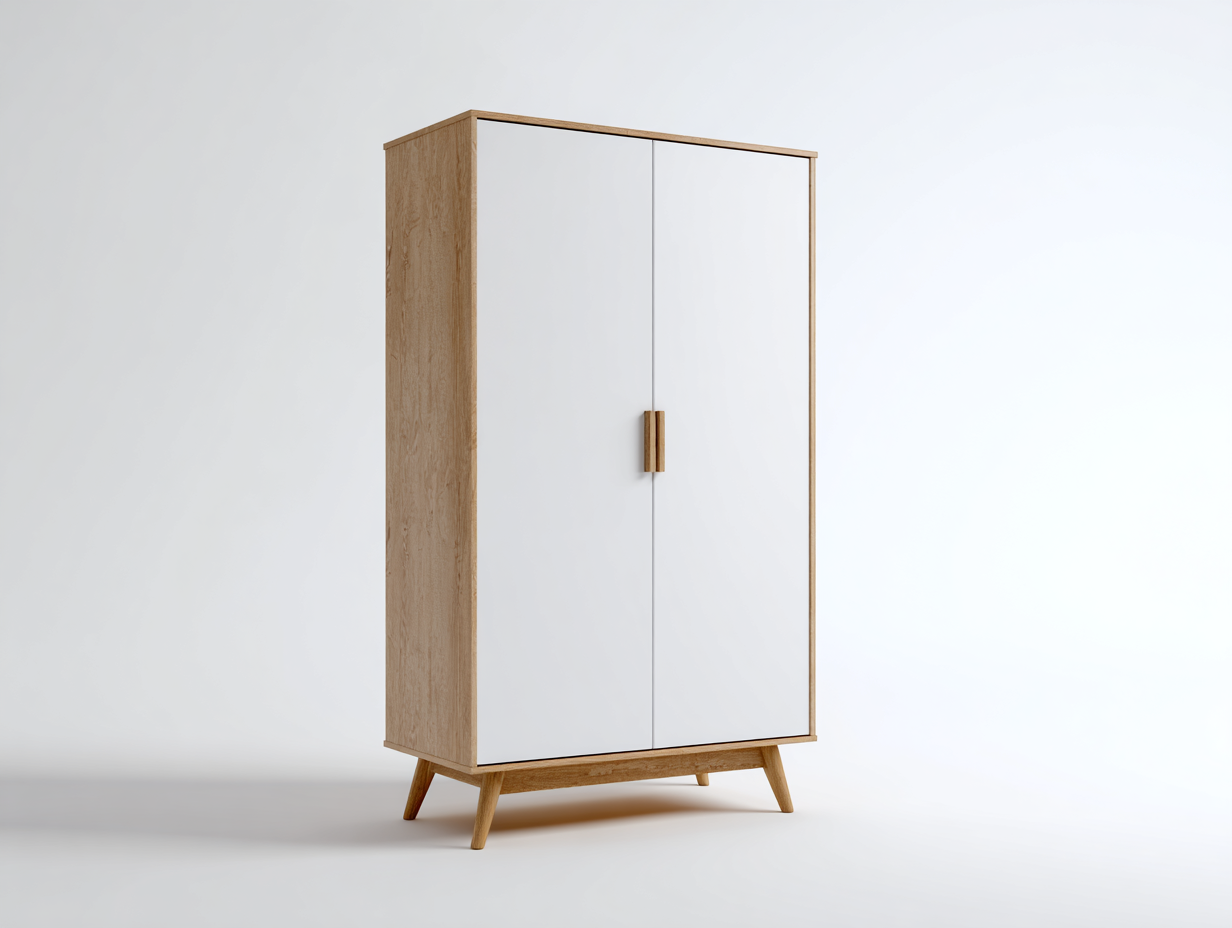 Armarios madera MDF 100x55x190 cm - blanco-madera - con 2 puertas diseño moderno para dormitorio