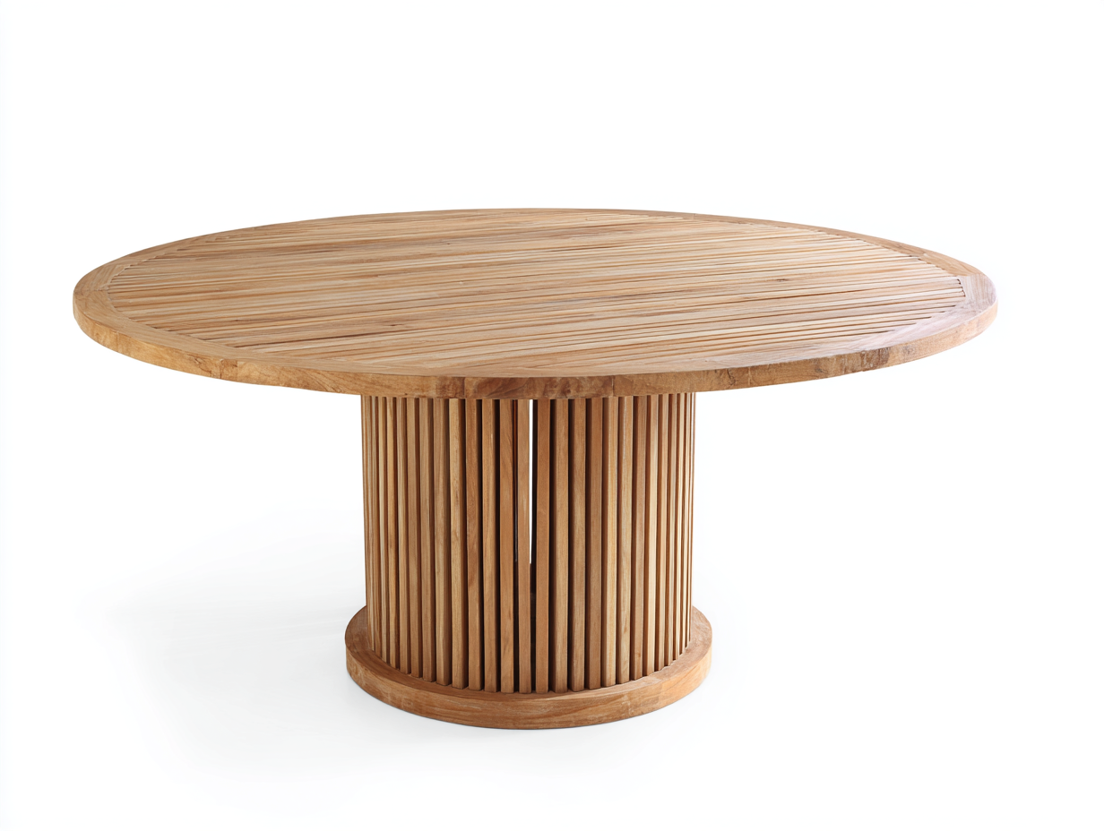 Mesas de jardín mesa madera 120x120x75 cm - marrón - forma redonda - diseño natural
