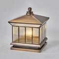 Lámpara de poste exterior de cobre - Cristal texturizado con ondas de agua e IP54 - Farol con base de montaje para exterior - Iluminación para patio jardín camino y valla