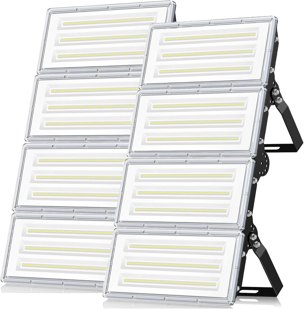 Pack de 2 focos LED exterior de 400 W - Flujo de 40000 lm y luz blanca fría de 6500 K - Aluminio y policarbonato con protección IP67 - Para jardín patio estadio y entrada