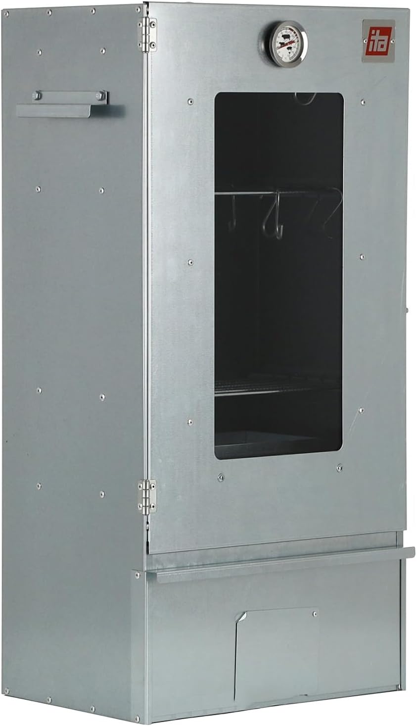 ITA 7002 - Ahumador vertical de carbón de 81 x 40 x 29 cm - Acero inoxidable con termómetro y accesorios - Para carne pescado queso salchichas y ahumado doméstico