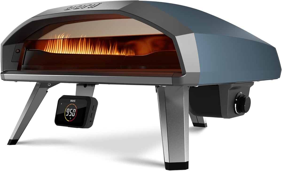 Ooni Koda 2 Pro 18 horno de pizza a gas - Dos zonas de cocción y acabado azul pizarra - Diseño compacto portátil con control por aplicación - Pizza napolitana en 60 segundos