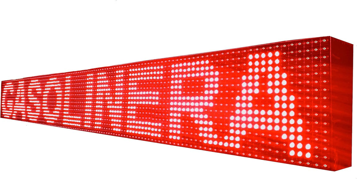 Pantalla LED programable de 128 x 16 cm - Letrero luminoso rojo para mensajes - Estructura de plástico - Cartel electrónico programable para señalización
