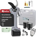 KAMIKAZE KV390 tijera eléctrica de poda profesional - Corte de 35 mm y batería de 21,6 V - Dos baterías cargador triple y pantalla - Con maletín y kit de mantenimiento