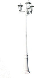 vidaXL Kingston farola exterior de 3 brazos - Aluminio blanco con altura de 215 cm - Diseño moderno con montaje en suelo - Para jardín patio camino y zonas exteriores