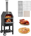 OJIIPOP horno de pizza de leña de 12 pulgadas - Diseño portátil de 2 niveles con ruedas y asa - Construcción resistente a la corrosión - Para patio camping parque y exterior