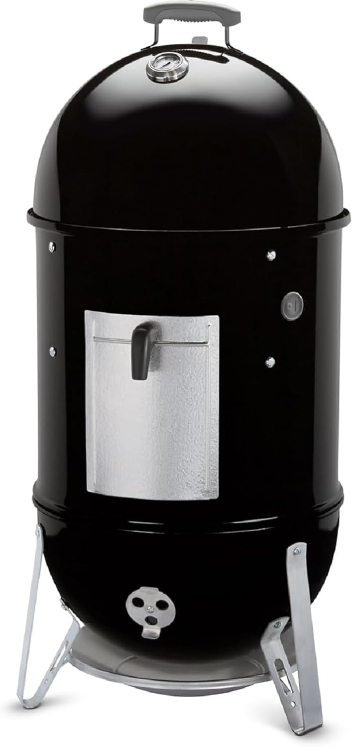Weber Smokey Mountain Cooker - Ahumador de carbón de 47 cm - Diseño negro con estructura para cocción y ahumado prolongado - Para carne pescado y barbacoa exterior