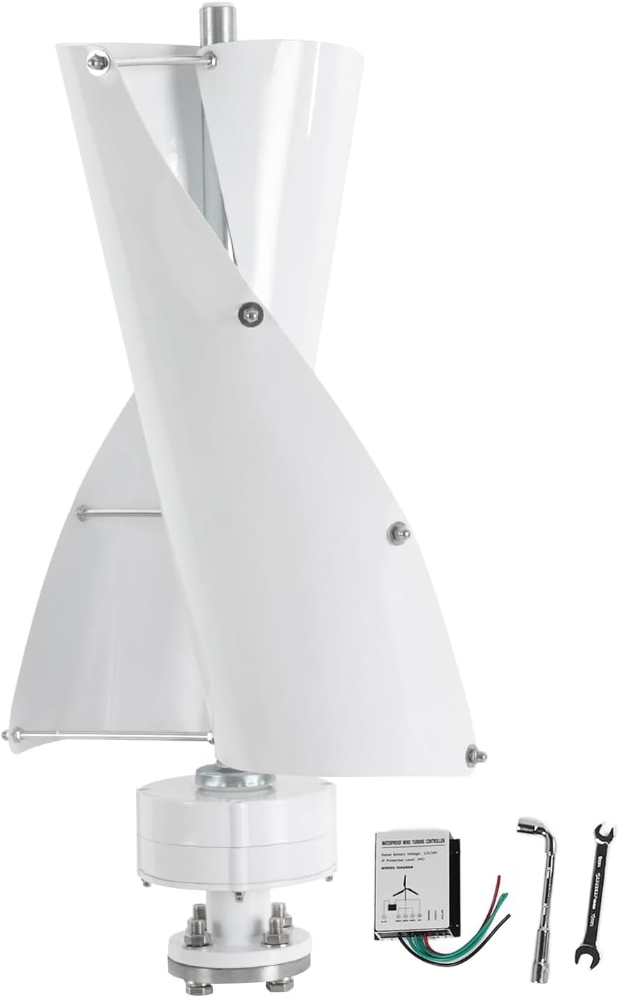 Segrehy generador eólico vertical - Potencia de 600 W y sistema de 12 V - Aspas de aleación de aluminio con imanes permanentes - Para granja exterior y generación eólica de bajo ruido