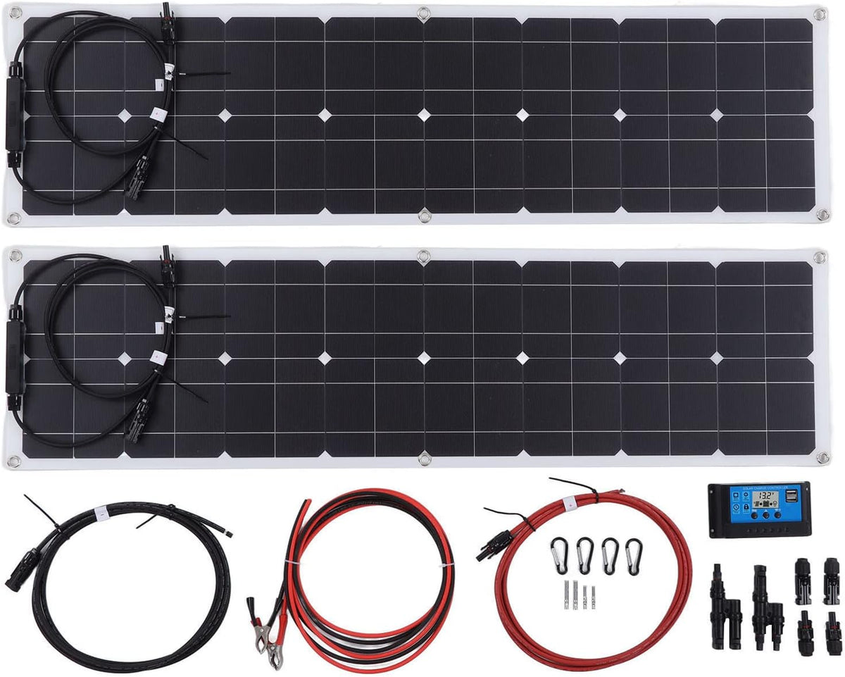 Kit de panel solar - 50 W y 18 V con controlador de 40 A - 2 puertos USB de 5 V y 2 A con células monocristalinas - Para barco hogar camping y sistemas portátiles