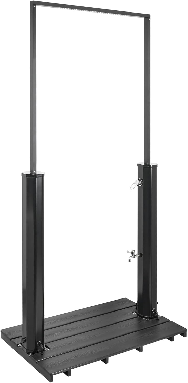Beliani Maracaibo ducha solar exterior independiente - Cortina de lluvia de PVC negro - Diseño moderno de 24 kg - Para jardín piscina patio y terraza