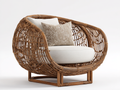 Sillones de ratán natural 95x85x75 cm para salón y terraza - Diseño redondo artesanal